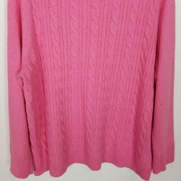 Talbots  Women Plus Cable Knit Crewneck Sweater Sz 3X Pink Pullover - Picture 3 of 8